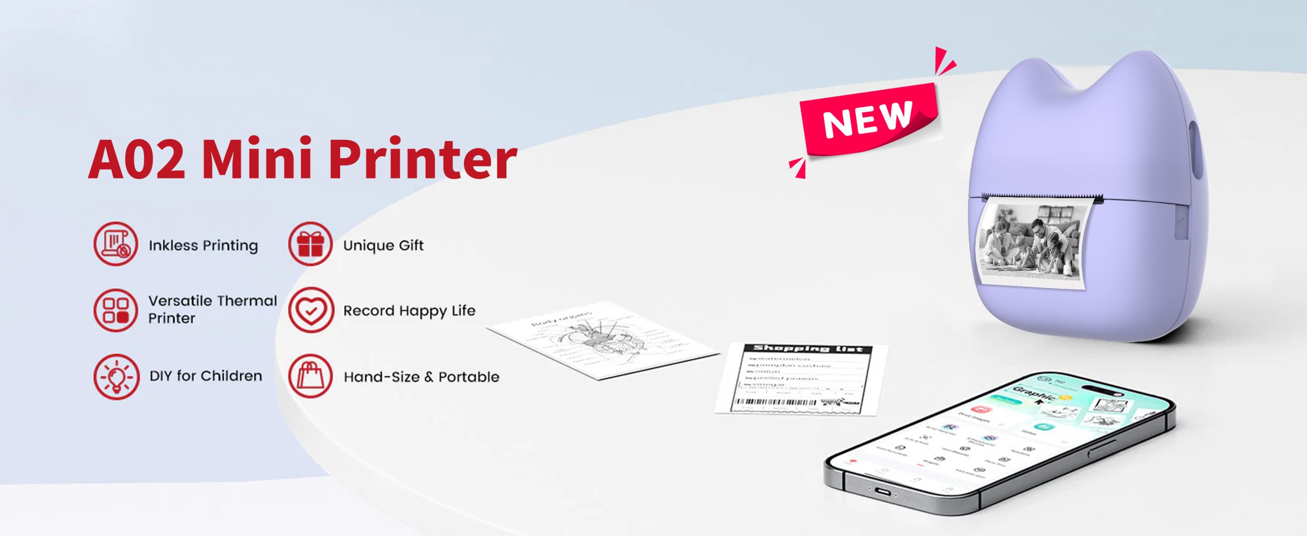 A02 mini label printer for kids