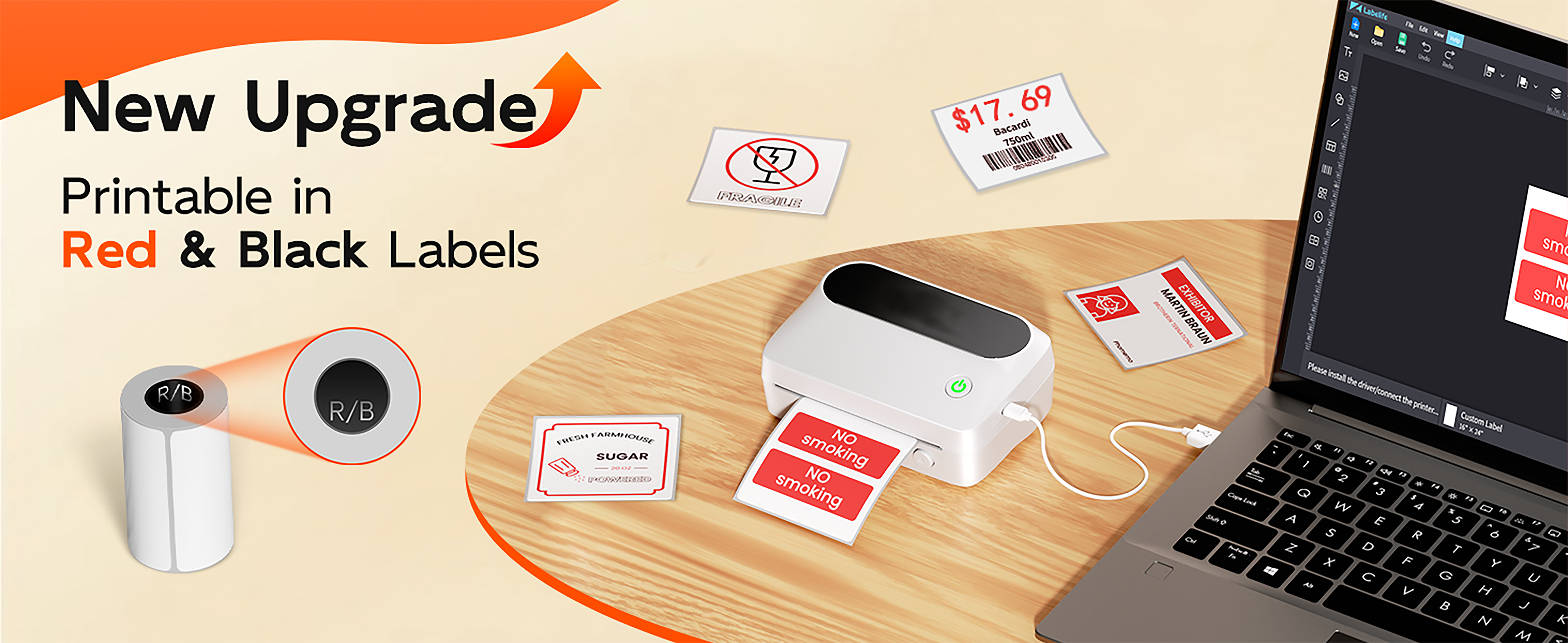 Red & Black Label Printer