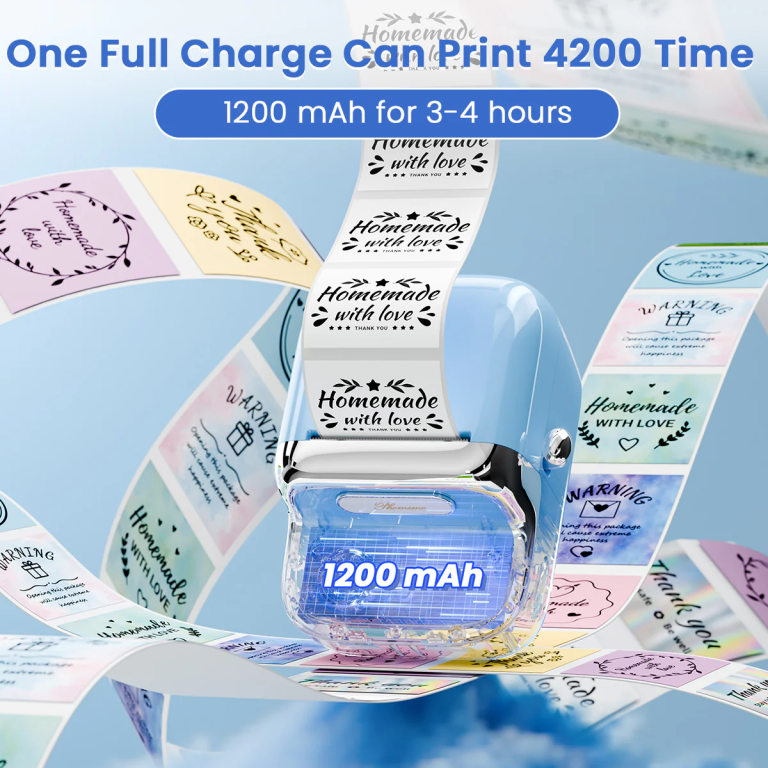 Long-lasting portable label printer