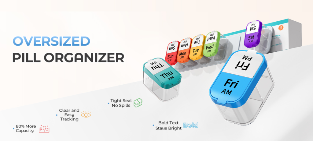 Portable 7-Day Outdoor Pill Dispenser with Medicine Holder PP Plastic Supplement Case Container A-273